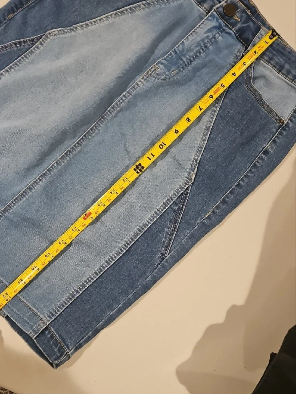 one 5 one Two-Tone Blue Denim Pencil Skirt 0051 - Picture 6 of 12